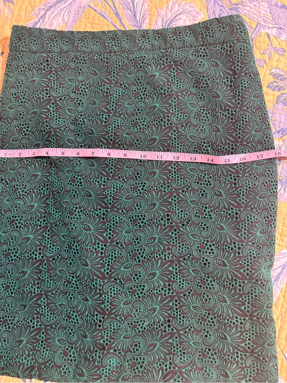 LOFT Teal Lace Overlay Pencil Skirt - Picture 4 of 9
